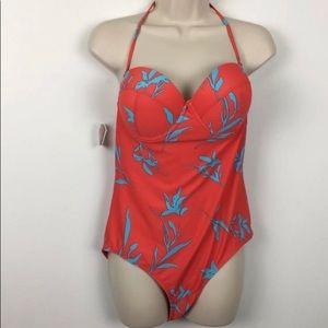 New Gap Coral One Piece Floral Swimsuit